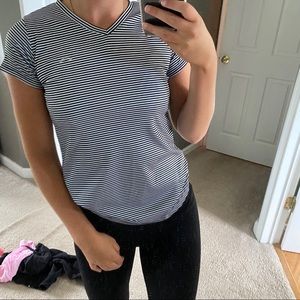 CHAMPION  black & white striped athletic top